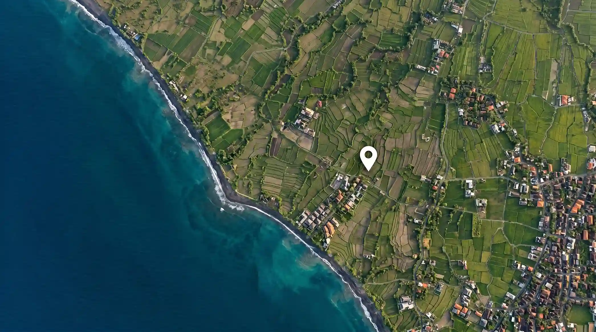Aerial view of Padonan and Canggu beach in Bali